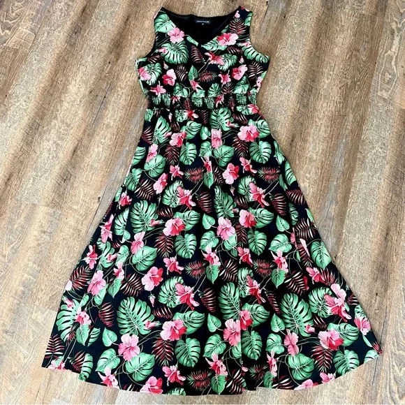 knee length dresses for ladies Final Sale Plus Size Tank Maxi Dress in Chiffon in Green with Zebra Print Summer